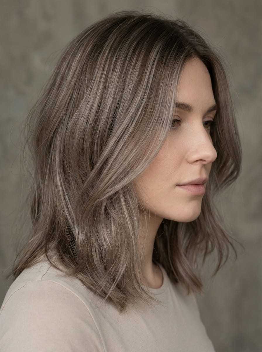 Kühles Dunkelblond mit Aschblond Highlights - Dunkelblonde Haare mit Highlights